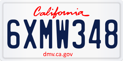 CA license plate 6XMW348