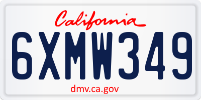 CA license plate 6XMW349