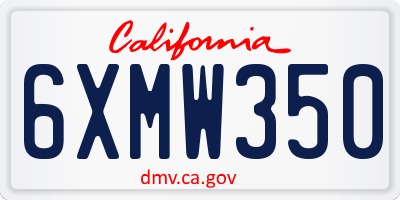CA license plate 6XMW350