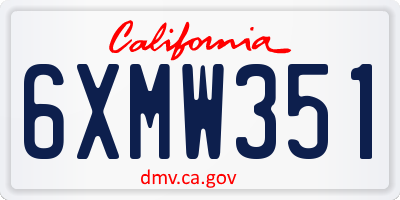 CA license plate 6XMW351
