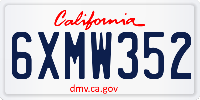CA license plate 6XMW352