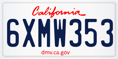 CA license plate 6XMW353