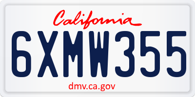 CA license plate 6XMW355