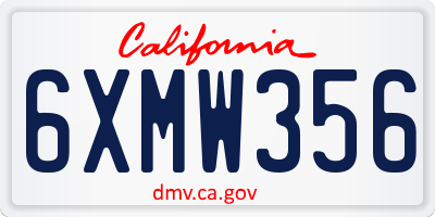 CA license plate 6XMW356