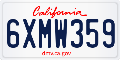 CA license plate 6XMW359