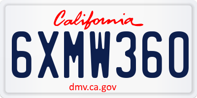 CA license plate 6XMW360