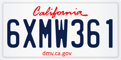 CA license plate 6XMW361
