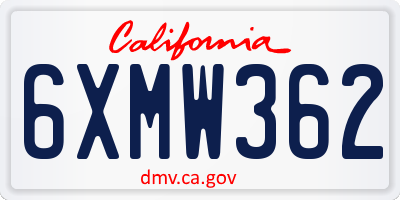 CA license plate 6XMW362