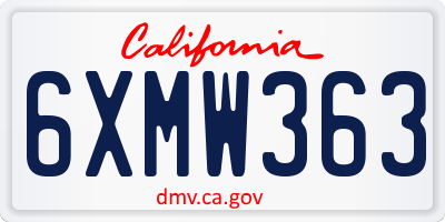 CA license plate 6XMW363