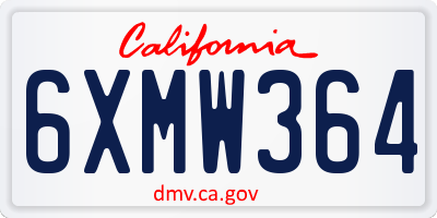 CA license plate 6XMW364