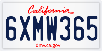 CA license plate 6XMW365