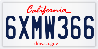 CA license plate 6XMW366