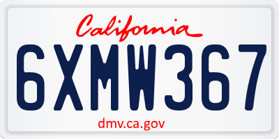 CA license plate 6XMW367