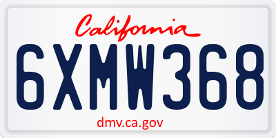 CA license plate 6XMW368
