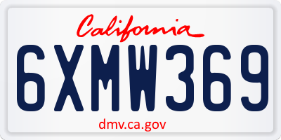 CA license plate 6XMW369