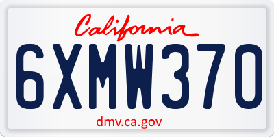 CA license plate 6XMW370