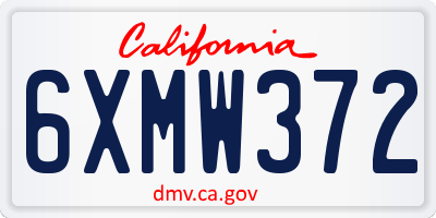 CA license plate 6XMW372