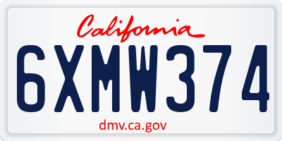 CA license plate 6XMW374