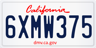 CA license plate 6XMW375