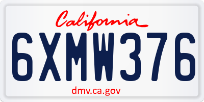 CA license plate 6XMW376