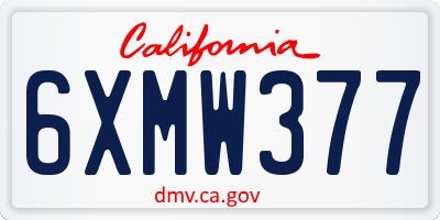 CA license plate 6XMW377
