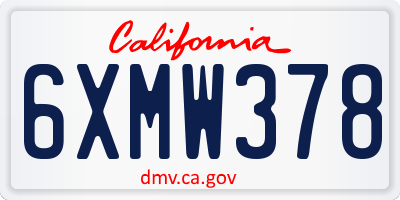 CA license plate 6XMW378
