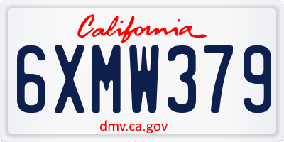 CA license plate 6XMW379