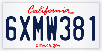 CA license plate 6XMW381