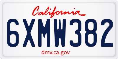 CA license plate 6XMW382