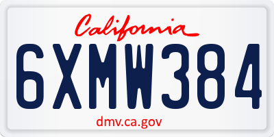 CA license plate 6XMW384