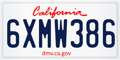 CA license plate 6XMW386