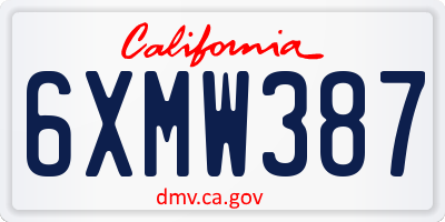 CA license plate 6XMW387