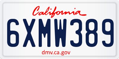 CA license plate 6XMW389