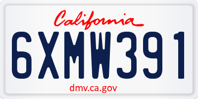CA license plate 6XMW391
