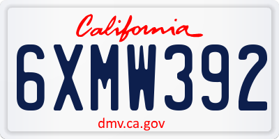 CA license plate 6XMW392