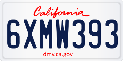 CA license plate 6XMW393