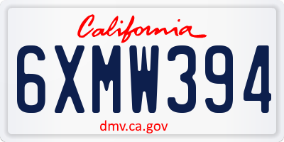 CA license plate 6XMW394