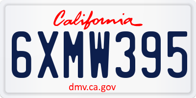 CA license plate 6XMW395