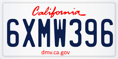 CA license plate 6XMW396