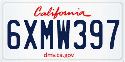 CA license plate 6XMW397