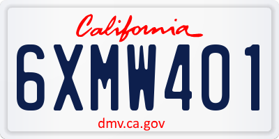 CA license plate 6XMW401