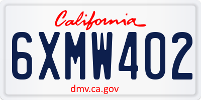 CA license plate 6XMW402