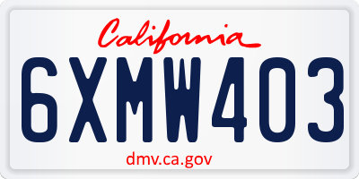 CA license plate 6XMW403