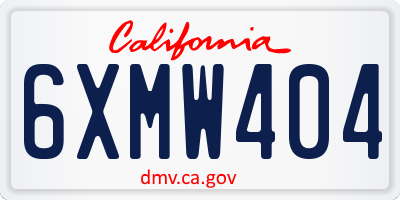 CA license plate 6XMW404