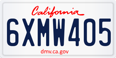 CA license plate 6XMW405