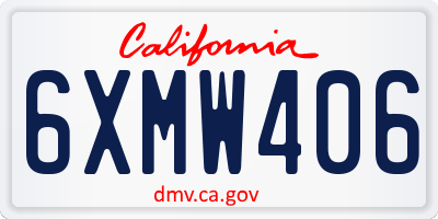 CA license plate 6XMW406