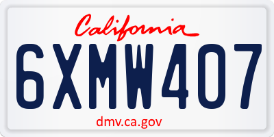 CA license plate 6XMW407