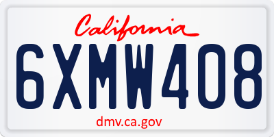 CA license plate 6XMW408