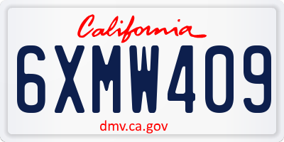 CA license plate 6XMW409