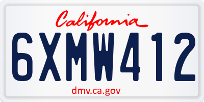 CA license plate 6XMW412